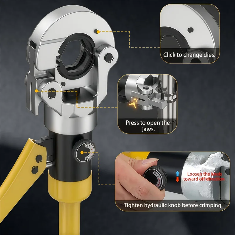 Hydraulic Pipe Crimping Tool Adjustable Crimper with Heavy-due Pressure for Copper Stainless Steel PEX Pipes TH V12/15/18/22/28