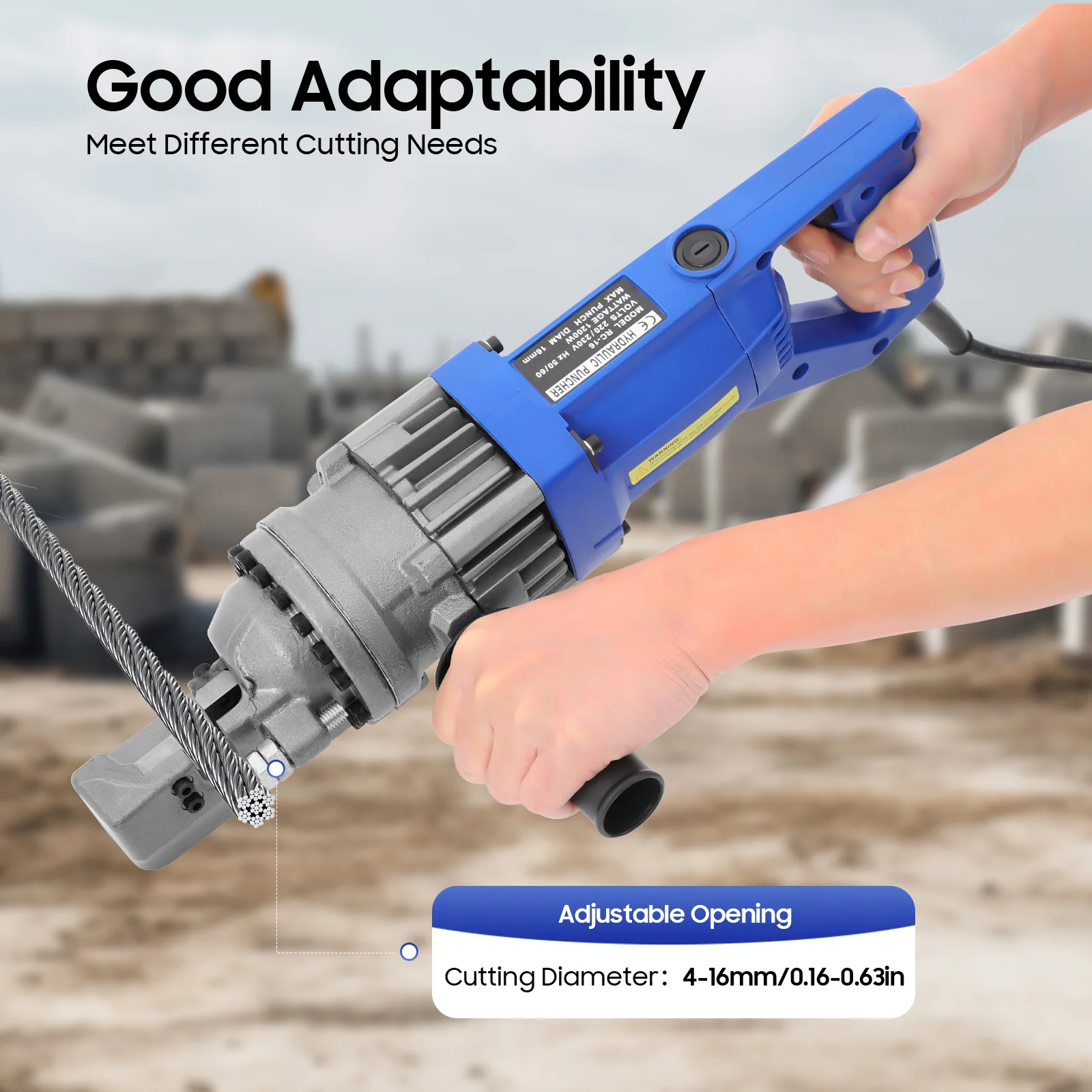 Portable Electric Hydraulic Rebar Cutter Opening Size Adjustable 900W Efficient Cutting Machine for Construction Sites