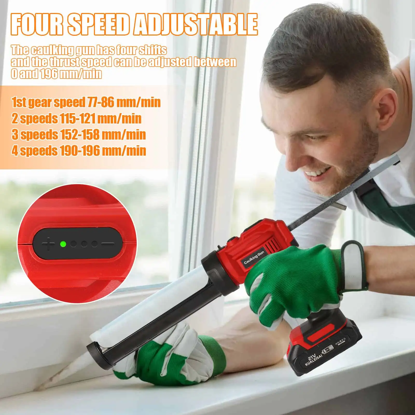 Cordless Electric Glue Gun Glass Glue Caulking Gun 4 Speeds Wireless Doors and Windows Sewing Glue Tool for Makita 18V Battery