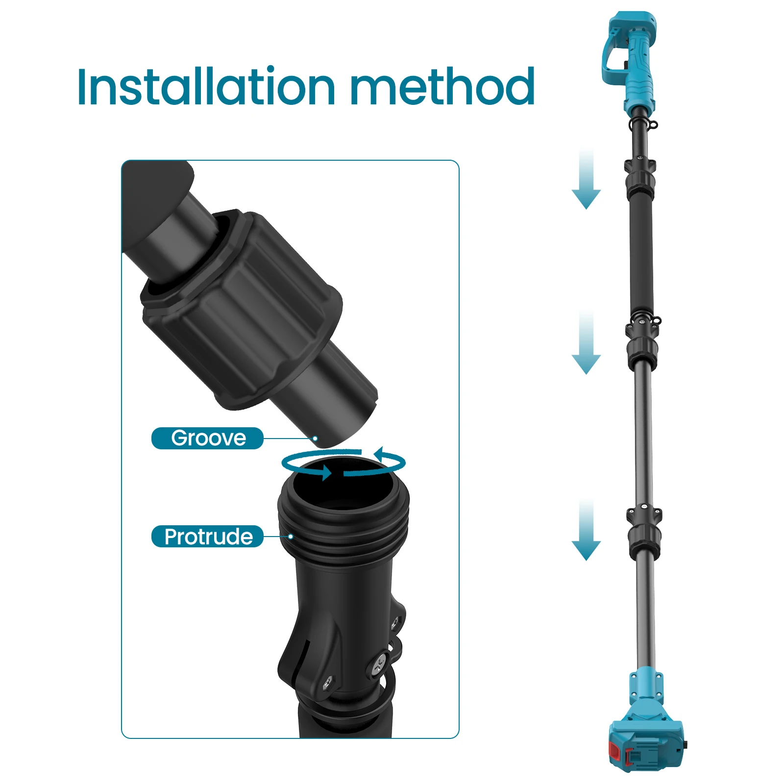 2M Plug In Type Extension Rod For Electric Pruning Shear＆Chainsaw 180° Adjust High Branch Telescoping Rod For Makita 18VBattery