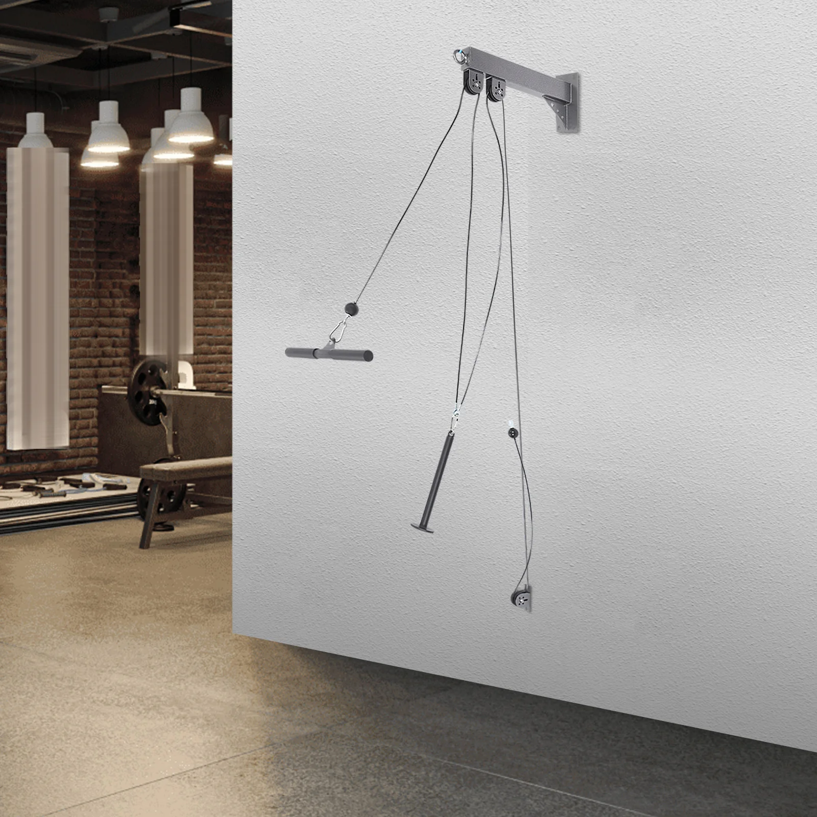 Wall-Mounted Cable Pulley System Fitness Pulley Cable Set Home Gym Pulley Machine for Full-Body Strength Training