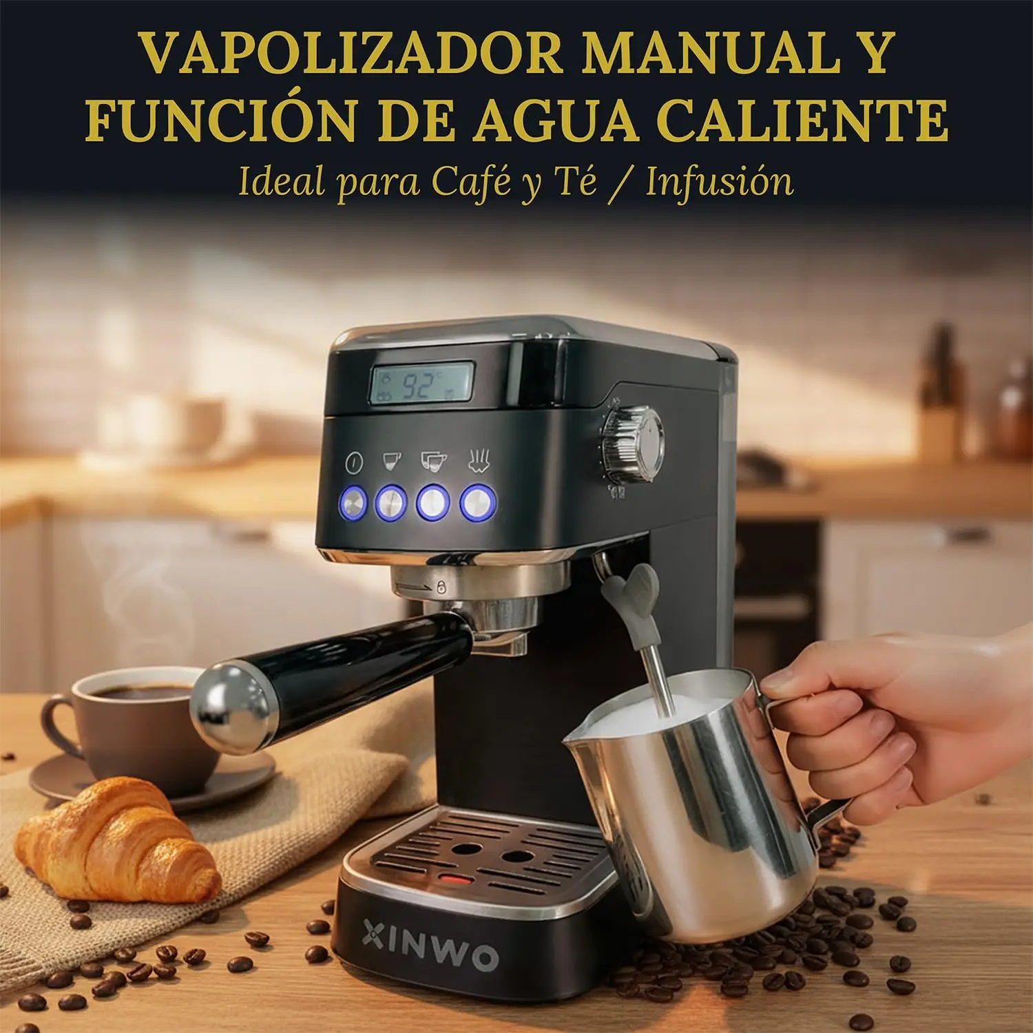 Retro Stainless Steel Fully Automatic Coffee Maker 1.2L 20 Bar Double Portafilter Automatic Coffee Maker with Accessories