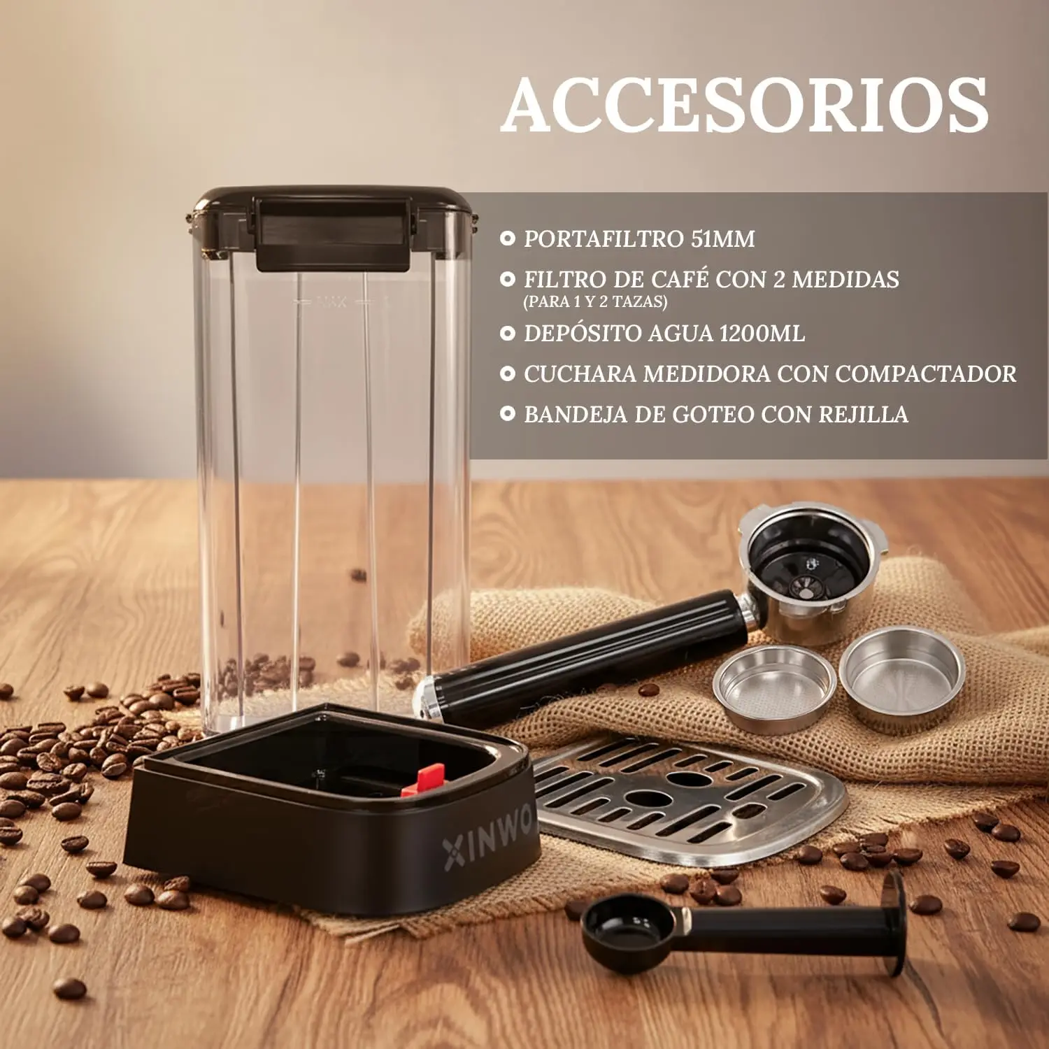 Retro Stainless Steel Fully Automatic Coffee Maker 1.2L 20 Bar Double Portafilter Automatic Coffee Maker with Accessories