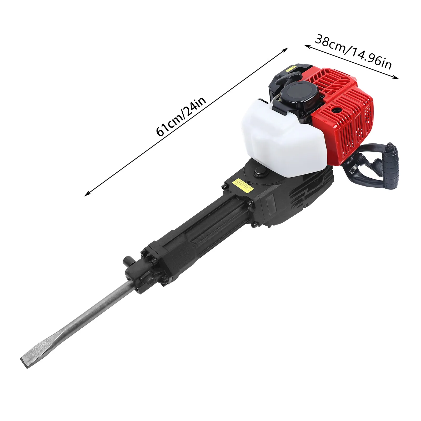 1900W 44mm Single Cylinder Air-cooled 2-Stroke Demolition Jack Hammer Demolition Jack Concrete Chisel Breaker Clay Black Red