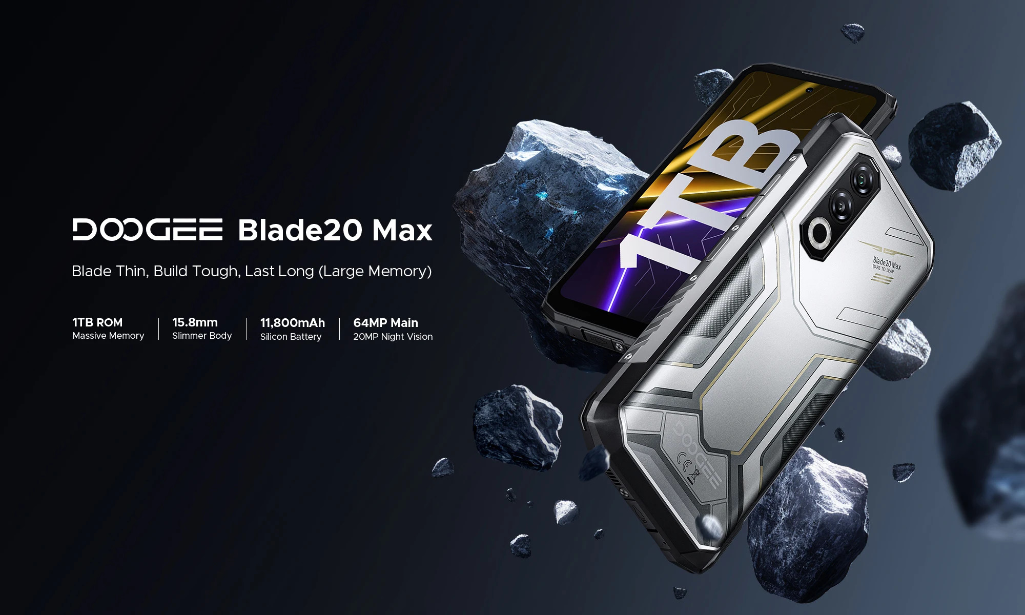 Phone robust DOOGEE Blade20 Max "120Hz 36 Go RAM (12 24) 1 To ROM Gemini AI battery 11800 mAh Smartphones Android 15