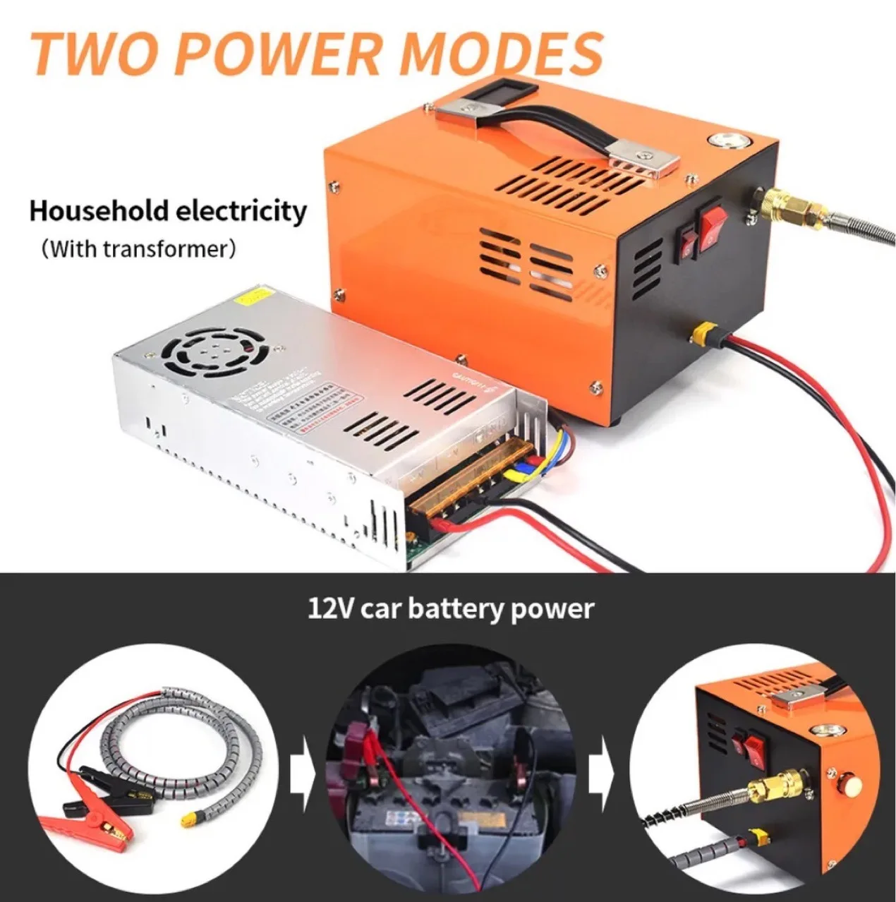 PCP Air Compressor 4500PSI Portable PCP Airgun Compressor Auto-Stop Oil Free Pump for Air Rifle Scuba Diving Bottle