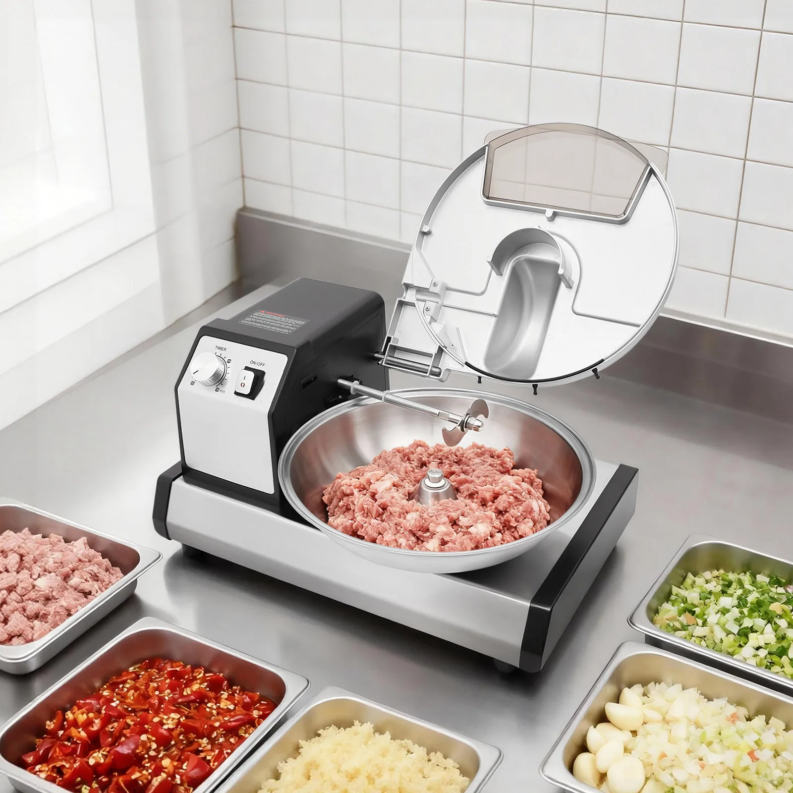 250W Commercial Food Processor Vegetable Chopper Meat Grinder Mincer 1500RPM Electric Veggie Mincer for Snack bars/Canteens