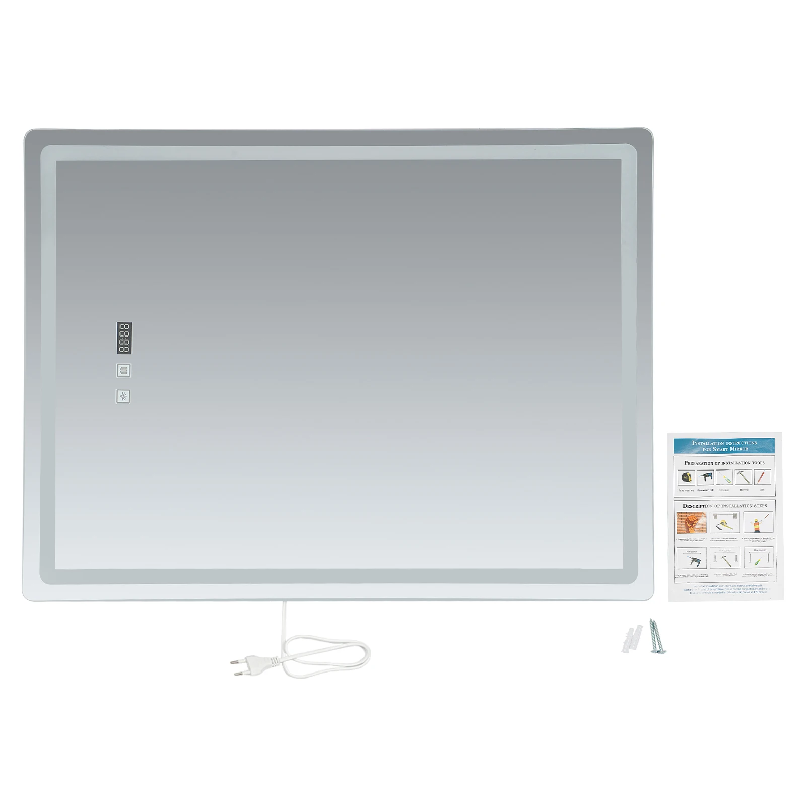 Smart LED Bathroom Vanity Mirror 50x70/60x80/70x90cm- Anti-Fog Dimmable with Time/Temp Display & Touch Control & Memory Function