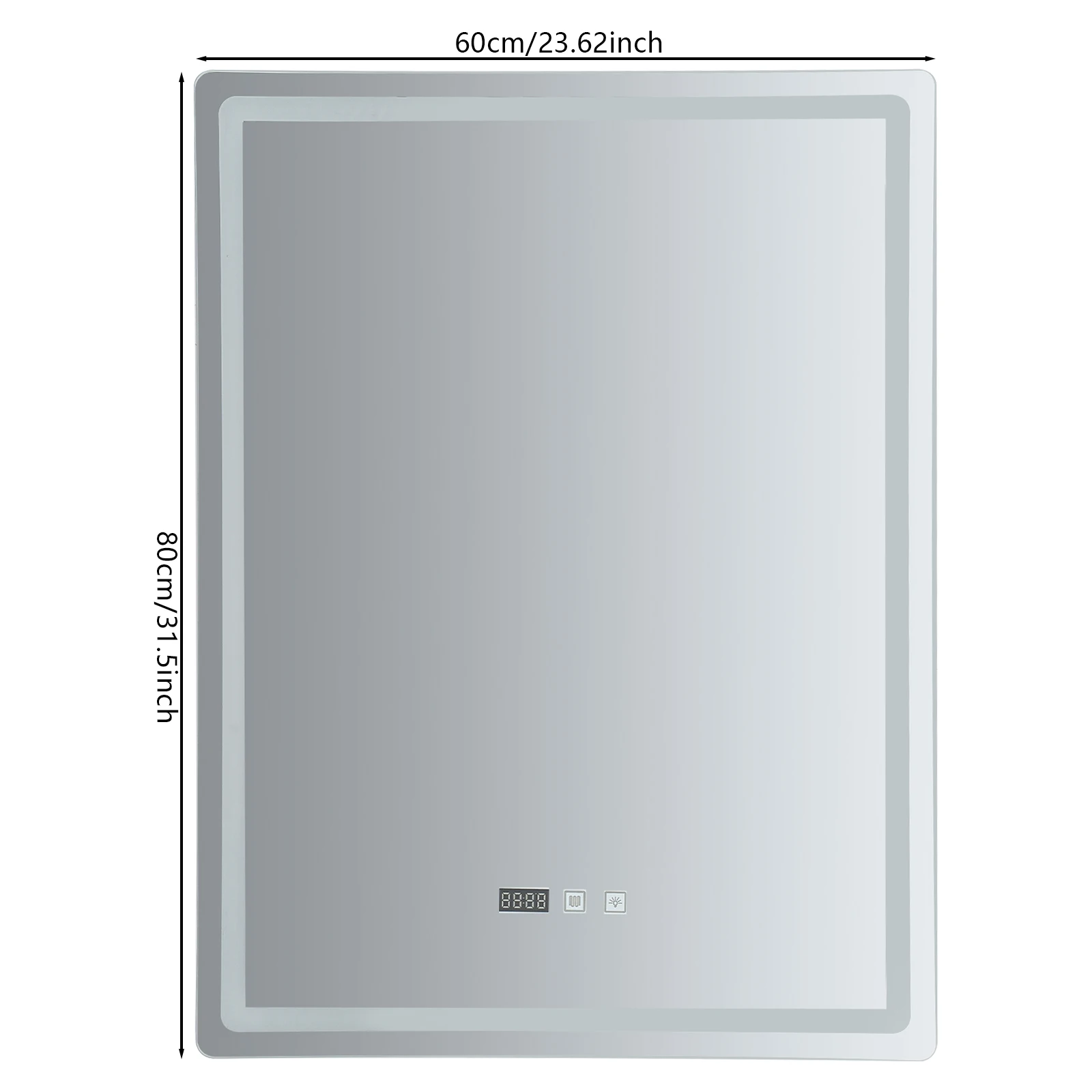 Smart LED Bathroom Vanity Mirror 50x70/60x80/70x90cm- Anti-Fog Dimmable with Time/Temp Display & Touch Control & Memory Function