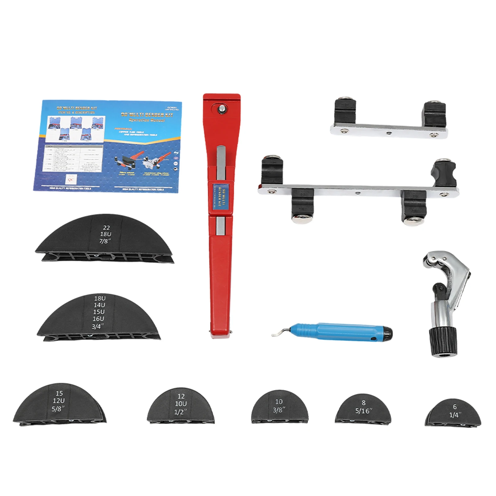 90° Manual Tube Bender 6-22 mm Copper Tube Bending Tool Set W/7Bending Heads for Brass, Aluminum, Pressure Fitting System Pipes