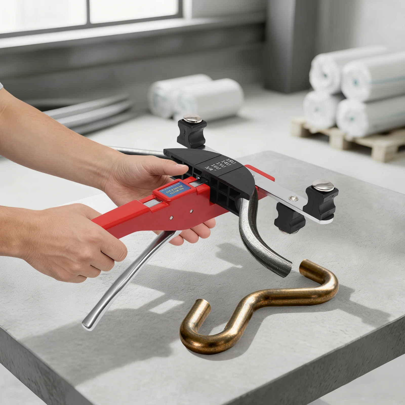 90° Manual Tube Bender 6-22 mm Copper Tube Bending Tool Set W/7Bending Heads for Brass, Aluminum, Pressure Fitting System Pipes