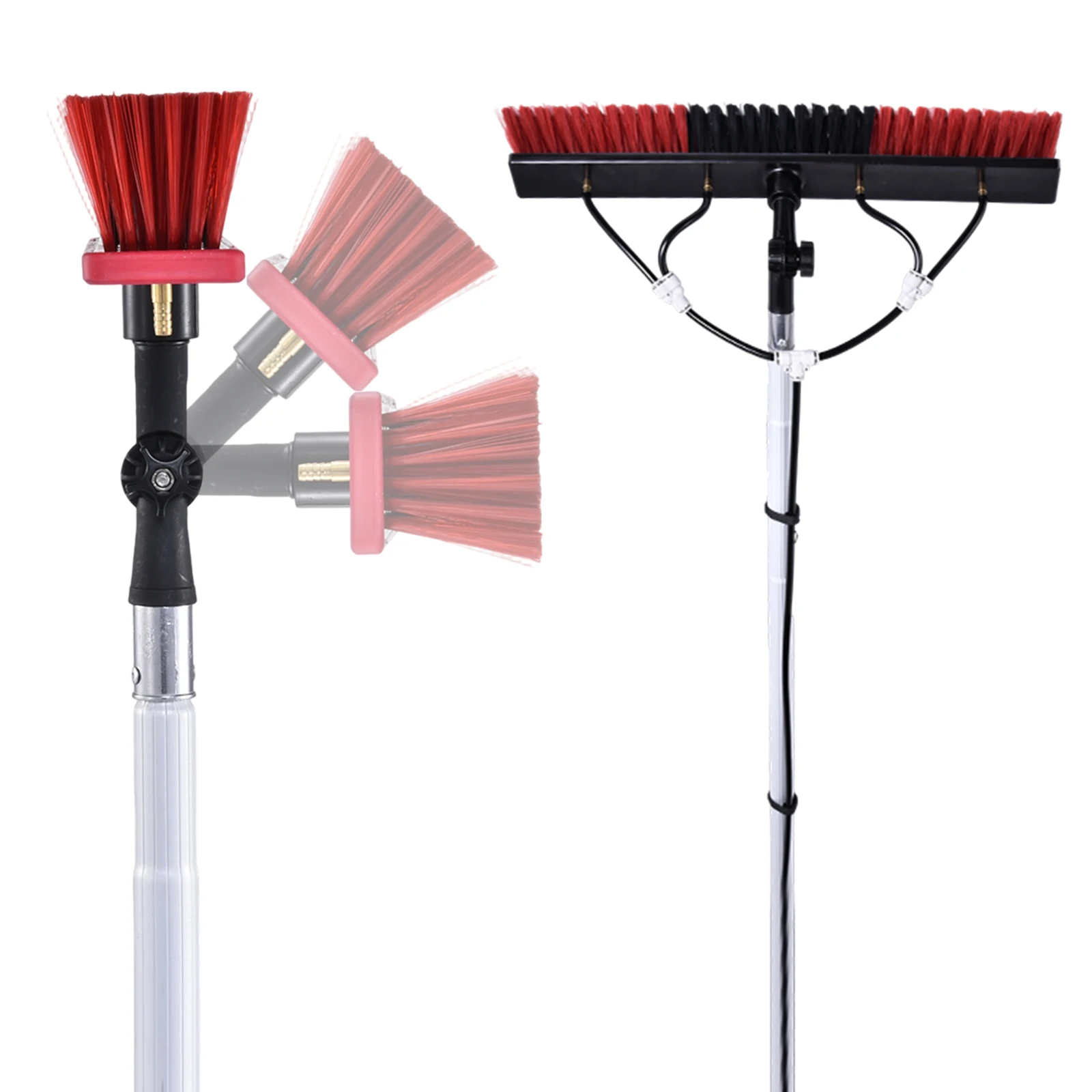 Extendable Window Cleaning Brush 11m, Solar Panel & Outdoor Glass Cleaner with Adjustable Telescopic Pole