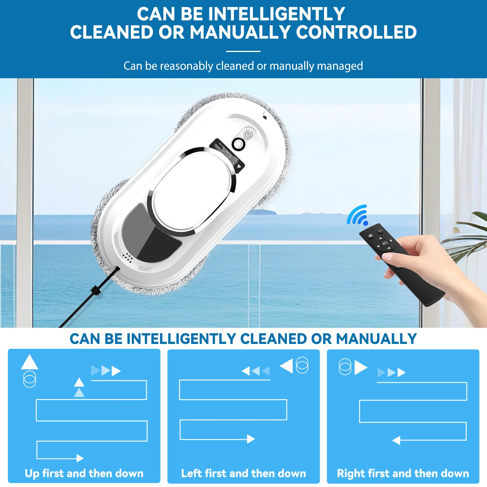Ultra Thin Robot Vacuum Cleaner Window Cleaning Robot Window Cleaner Electric Glass limpiacristales Remote Control for Home