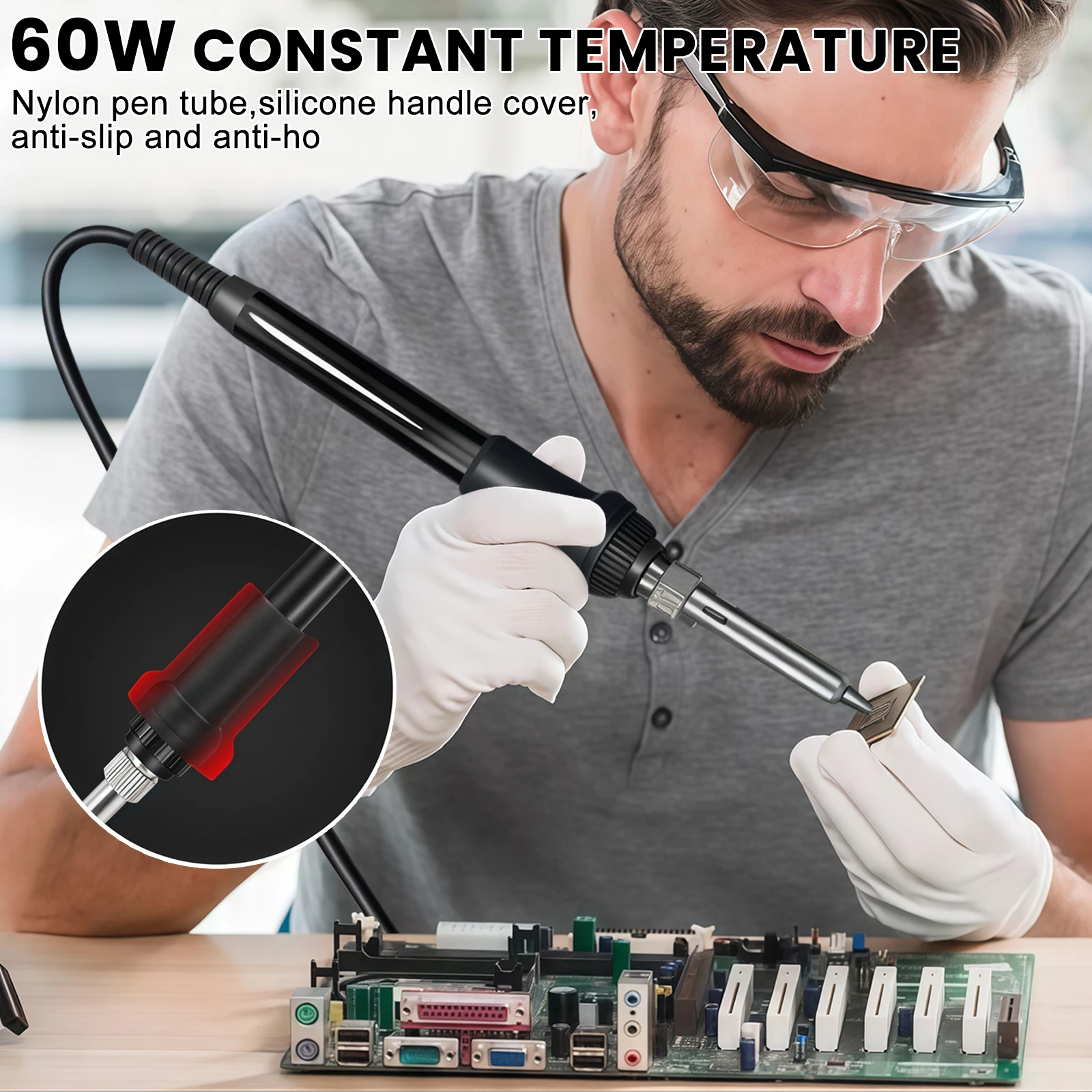 8586D 2-IN-1 Soldering Station 700W Hot Air Gun LCD Digital Display Soldering Iron Rework Station Independent Switches EU Plug