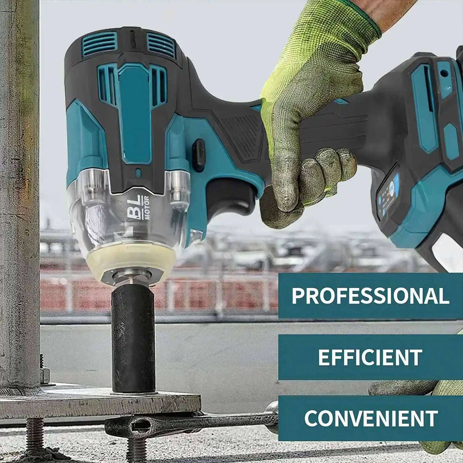 1200N.m 6700 rpm Brushless Electric Wrench 1/2 Inch Impact Wrench Electirc Screwdriver Drill Compatible with Makita Battery Pin