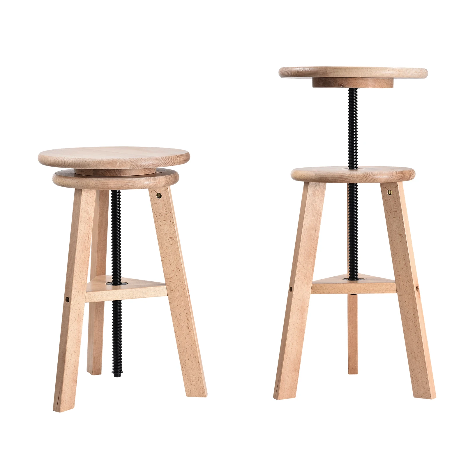 48-65 Cm Adjustable Wooden Artist Stool, Swivel Drafting Chair for Drawing Table & Studio Home Use
