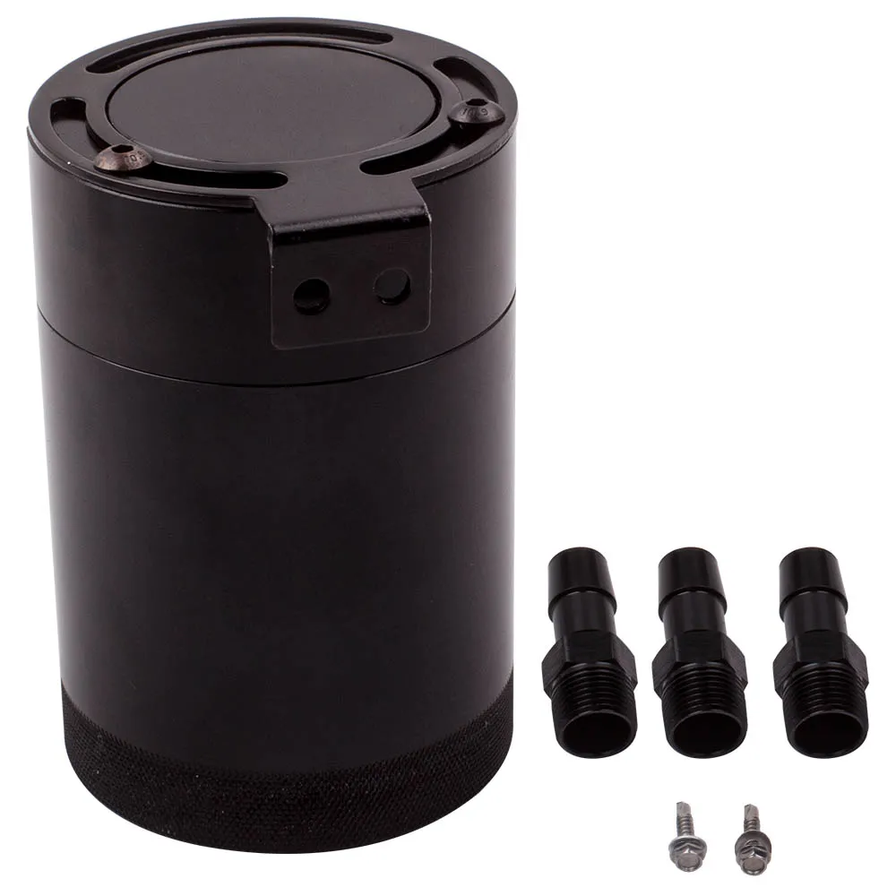 Universal Baffled Aluminum 3-Port Oil Catch Can Tank Air-Oil Separator Reservoir