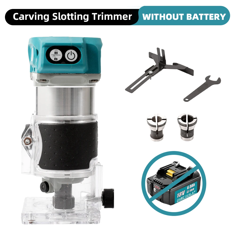 OWJHE 5 Speeds Brushless Electric Hand Trimmer Cordless Wood Router Woodworking Engraving Milling Cutter for Makita 18V Battery
