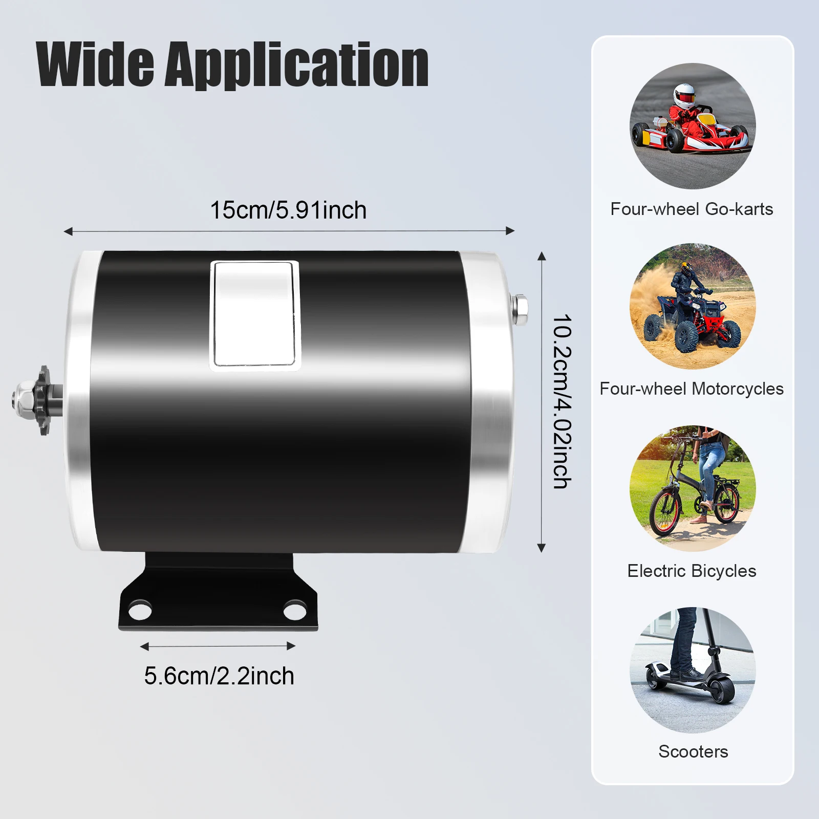 1000W 36V MY1020 Brush Motor 3000RPM Brushed DC Electric Motor Electric Motor High Torque for Scooter Go-Kart Motorcycle E-Bike