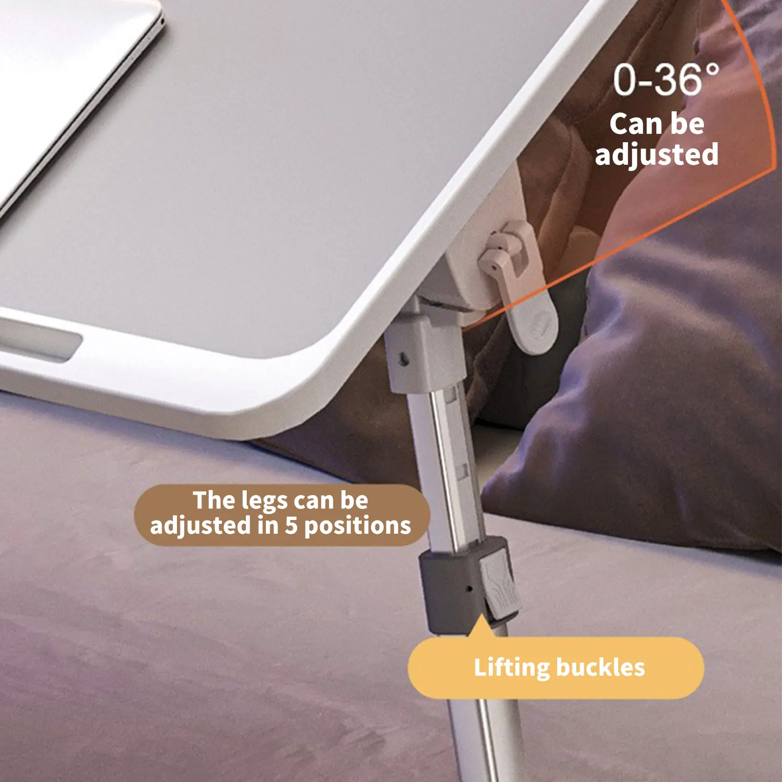Portable Tiltable Laptop Table Height And Angle Adjustment For Bed Sofa Windowsill Ergonomic Design 2 Barriers Foldable Design