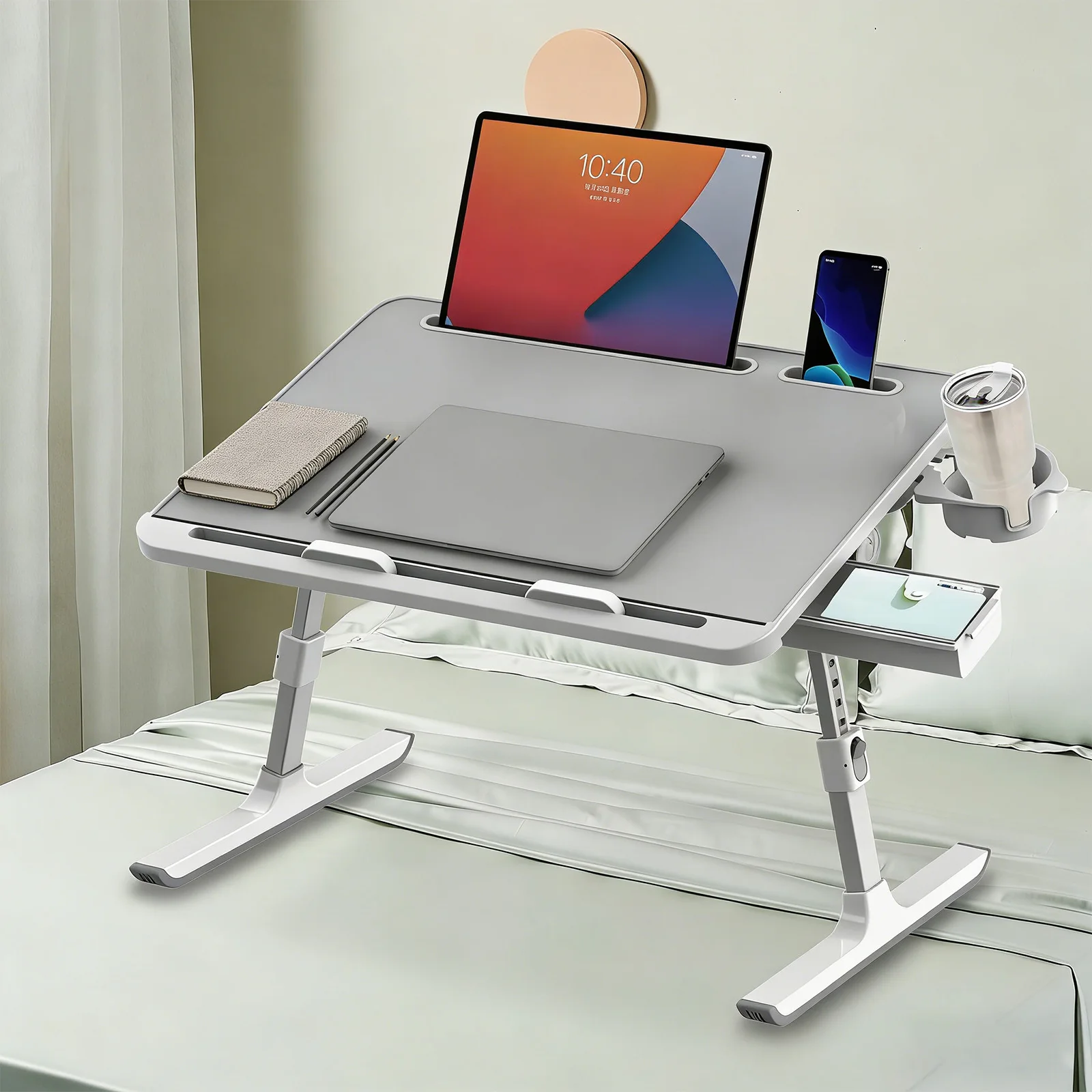Portable Tiltable Laptop Table Height And Angle Adjustment For Bed Sofa Windowsill Ergonomic Design 2 Barriers Foldable Design