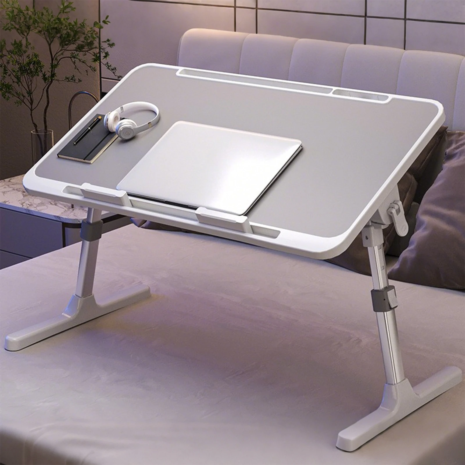 Portable Tiltable Laptop Table Height And Angle Adjustment For Bed Sofa Windowsill Ergonomic Design 2 Barriers Foldable Design