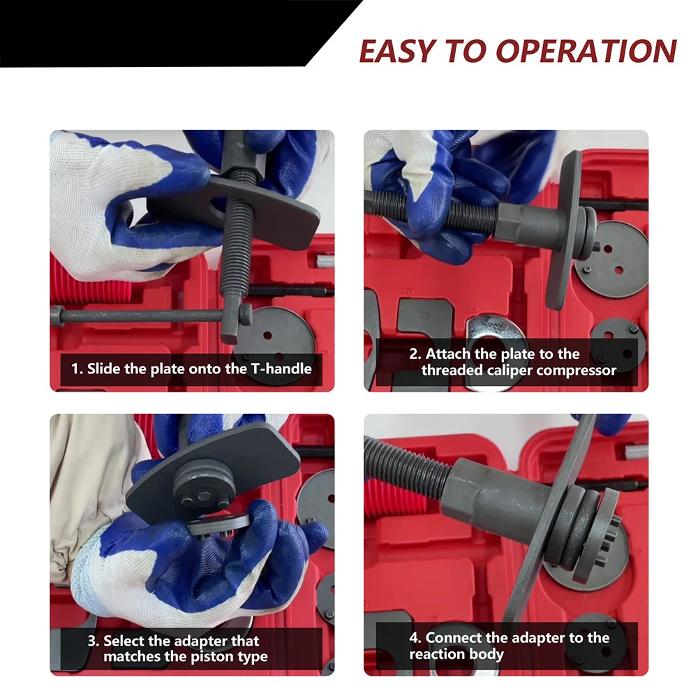 Podofo 35pcs Disc Brake Adjuster Tool Heavy Duty Brake Caliper Compression Tool Kit DiscBrake Caliper Tool for Brake Pad Replace