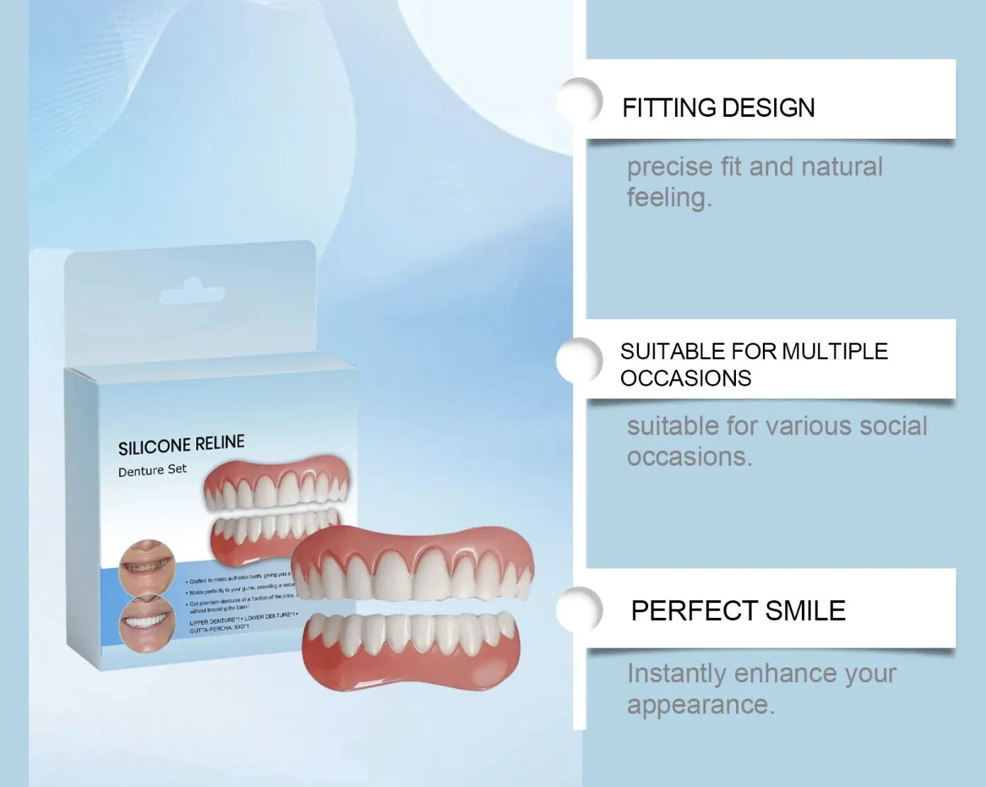 New Denture Silicone Kit Denture Silicone Liners Soft Denture Kit Soft Denture Kit Teeth Upper And Lower Set Easy Use Braces