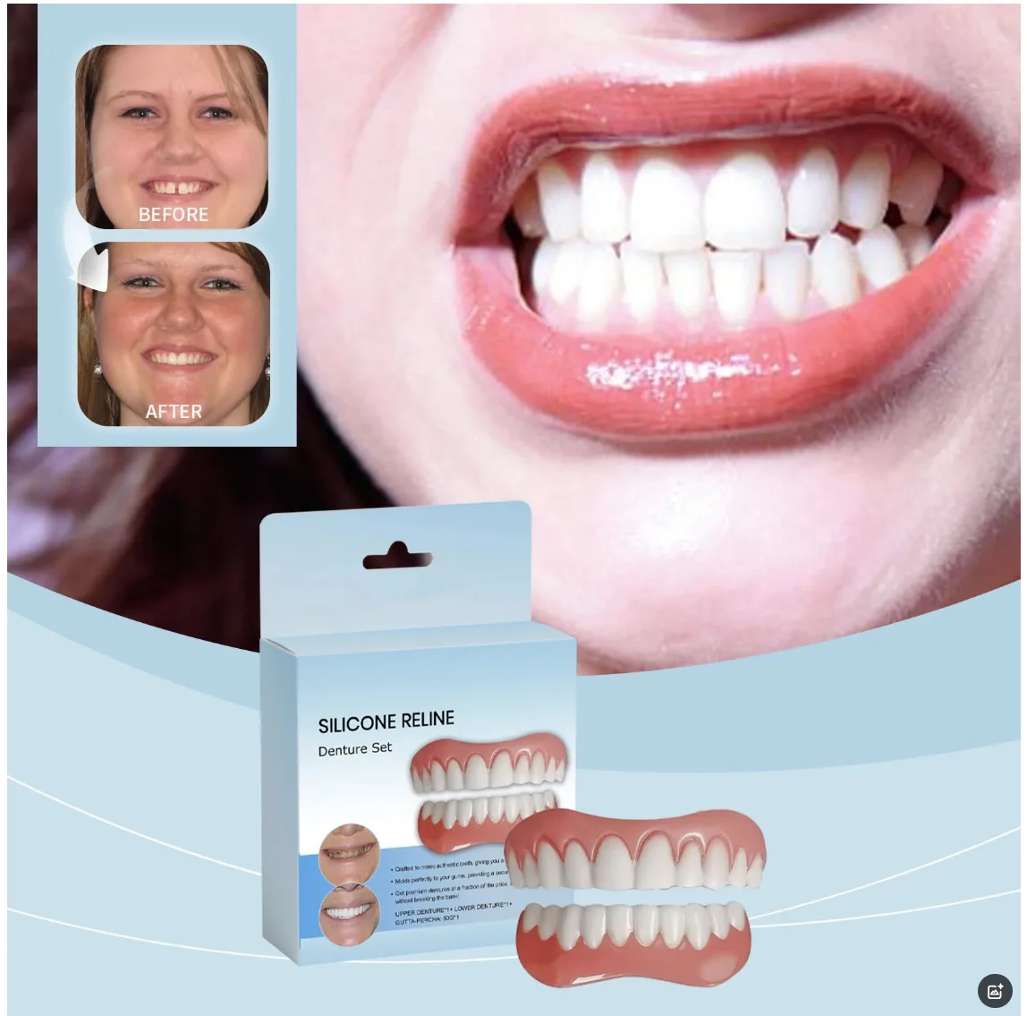 New Denture Silicone Kit Denture Silicone Liners Soft Denture Kit Soft Denture Kit Teeth Upper And Lower Set Easy Use Braces
