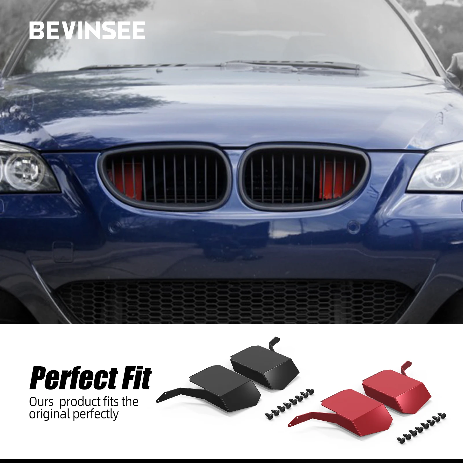 2PCS Aluminum Air Intake Scoops for BMW E60 E61 520i 525i 530i 535i 520d 525d 530d 535d M5 2007-2010