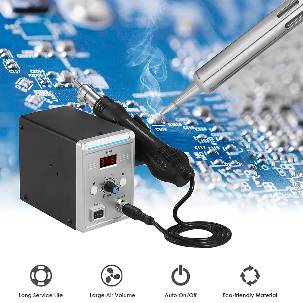 Podofo 700W Soldering Station 2in1 480 °C Hot Air Rework and Soldering Iron Station LED Display Solder Iron Welding Repair Tool