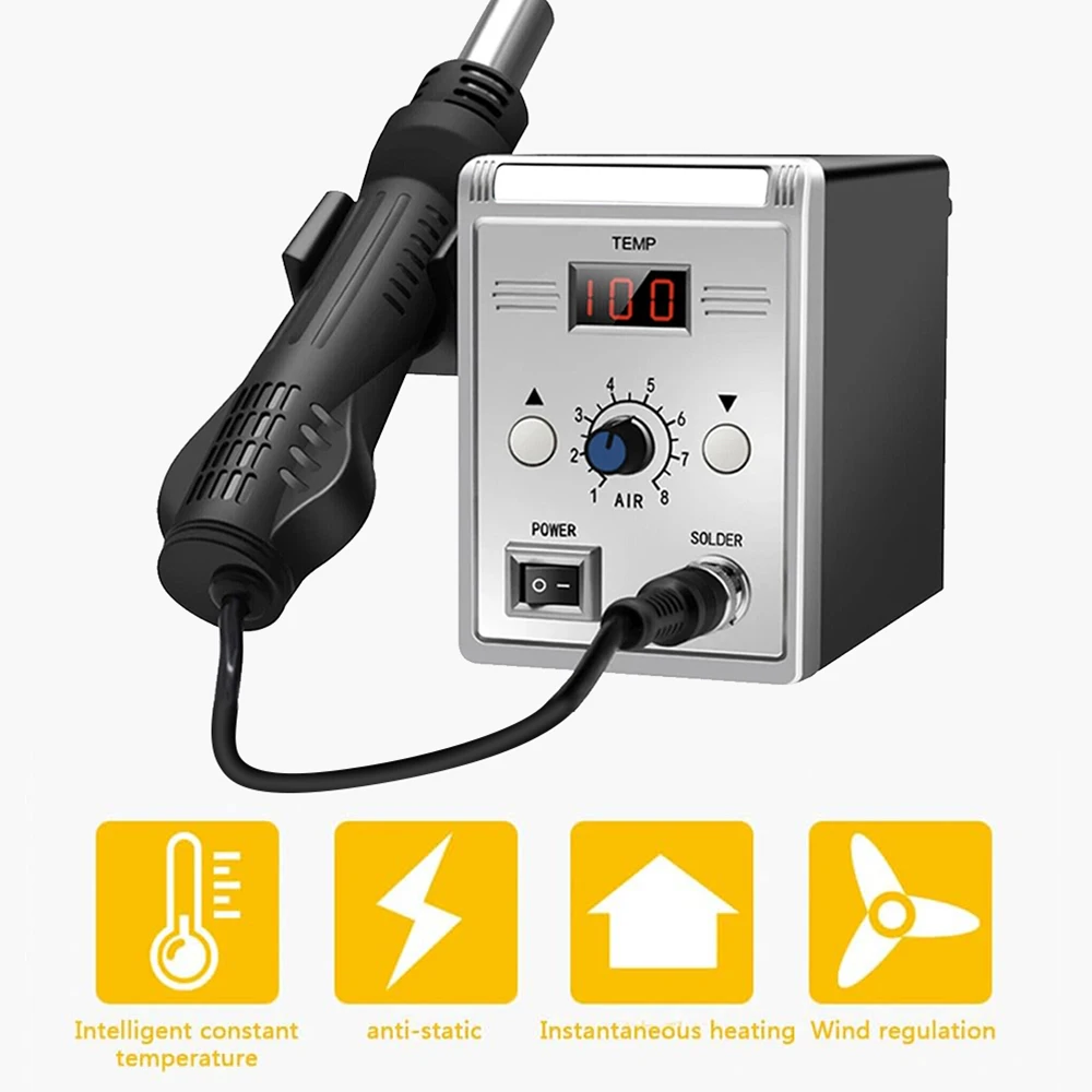 Podofo 700W Soldering Station 2in1 480 °C Hot Air Rework and Soldering Iron Station LED Display Solder Iron Welding Repair Tool