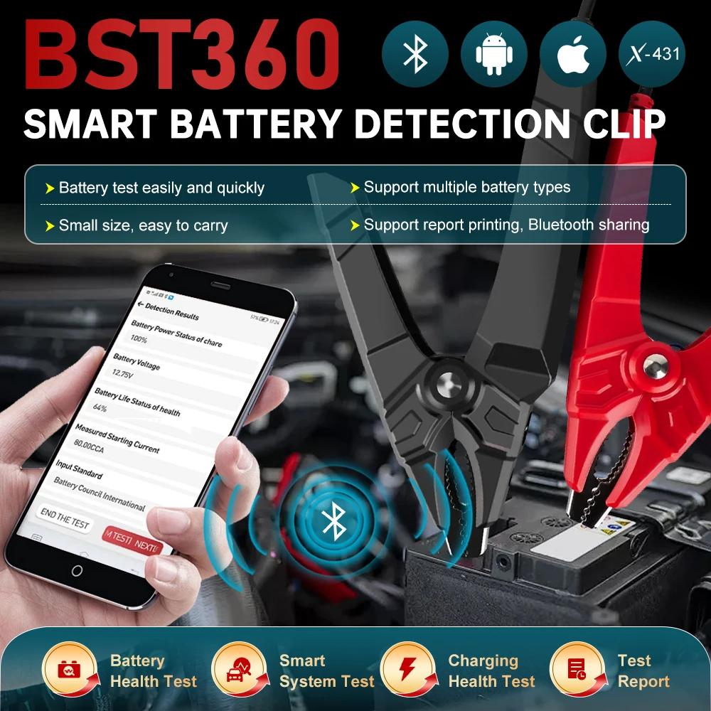 LAUNCH BST360 12V Car Battery Tester Automotive Cranking Charging Scanner Tools for CRP919E BT/PRO ELITE/PRO V5.0/PRO3S+ V5.0...