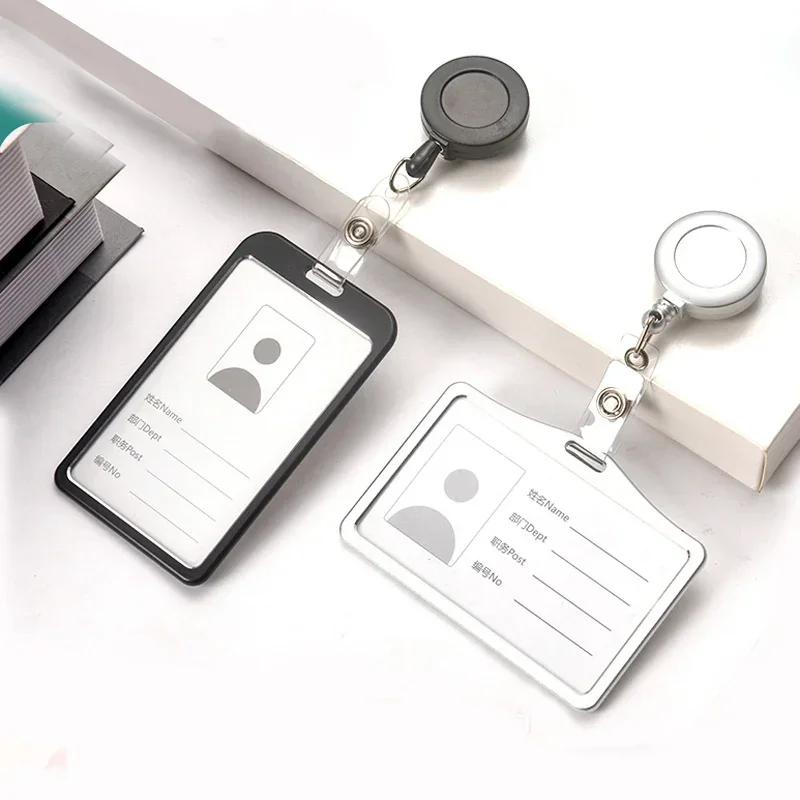 Employee Aluminium Alloy Plastic Credit Card ID Card Cover Case Work Identity Badge Card Cover Bag Women Men Work Card Holders