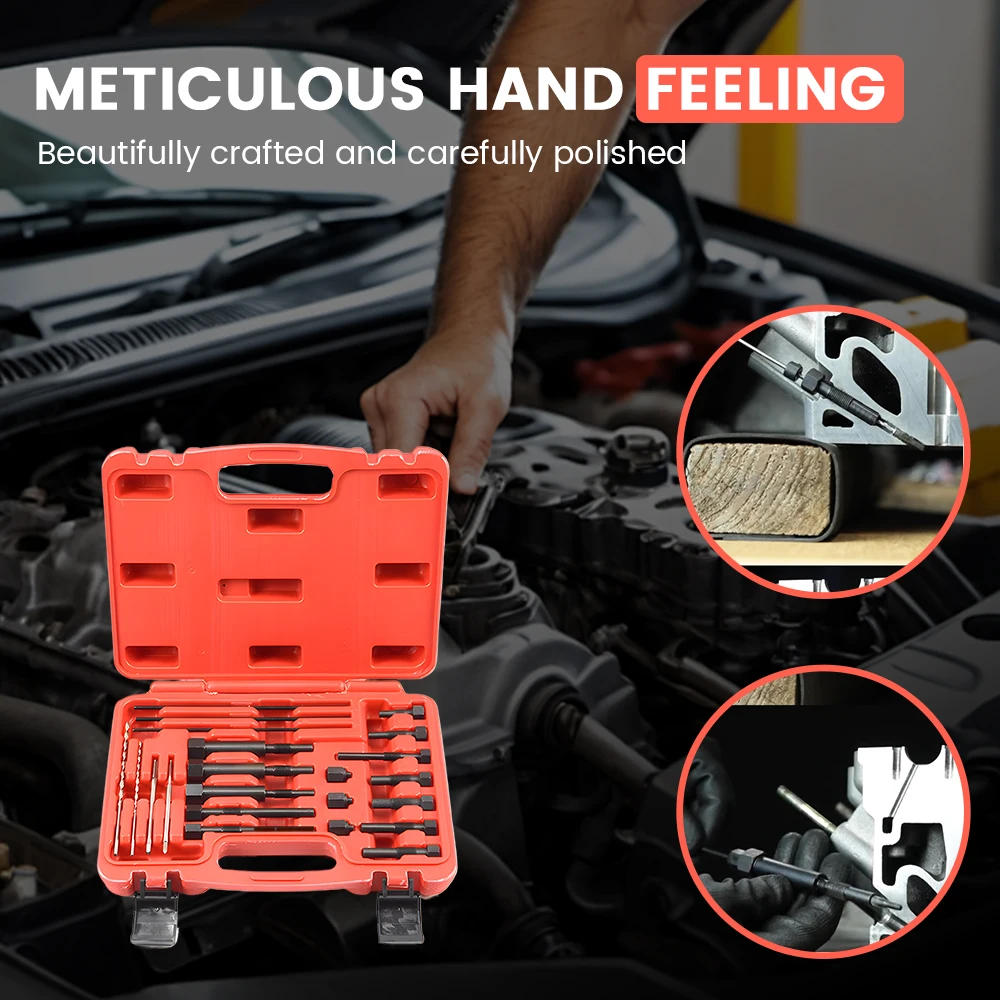 Podofo 22PCS Glow Plug Removal Tool Kit Extractor Set for M8 M10 Glow Plug Electrodes Automotive Small Engine Repair Tool