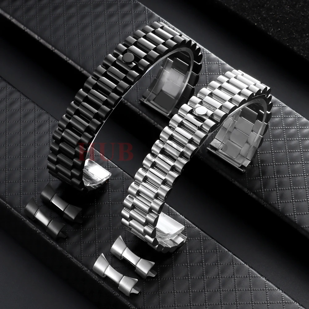 20/21/22mm Three Beads 304 Metal Curved End Watch Band men women for Rolex DATEJUST Jubilee Stainless Steel Bracelet Accessories
