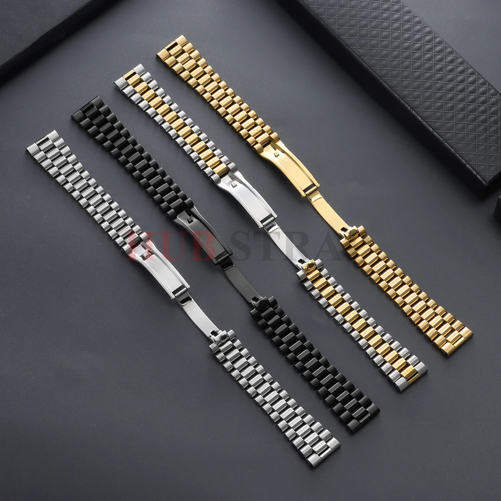 20/21/22mm Three Beads 304 Metal Curved End Watch Band men women for Rolex DATEJUST Jubilee Stainless Steel Bracelet Accessories