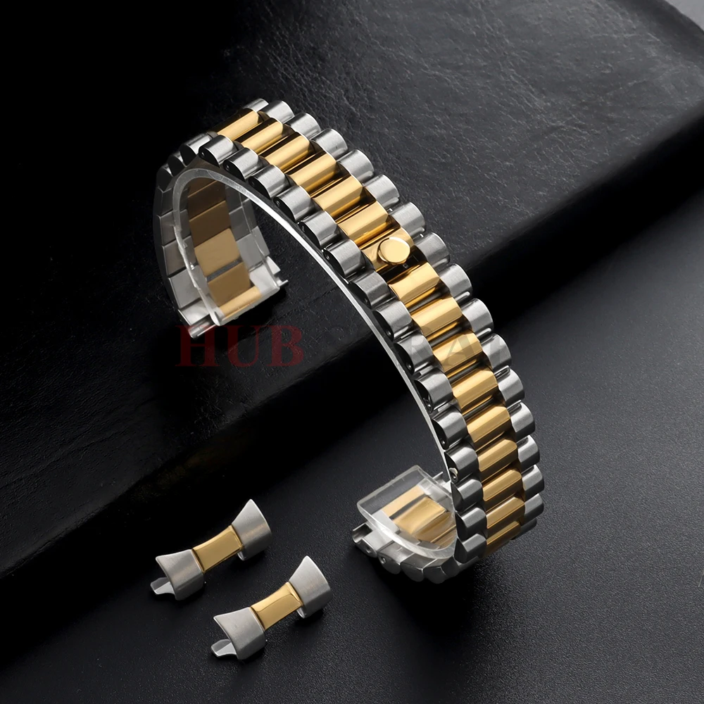 20/21/22mm Three Beads 304 Metal Curved End Watch Band men women for Rolex DATEJUST Jubilee Stainless Steel Bracelet Accessories