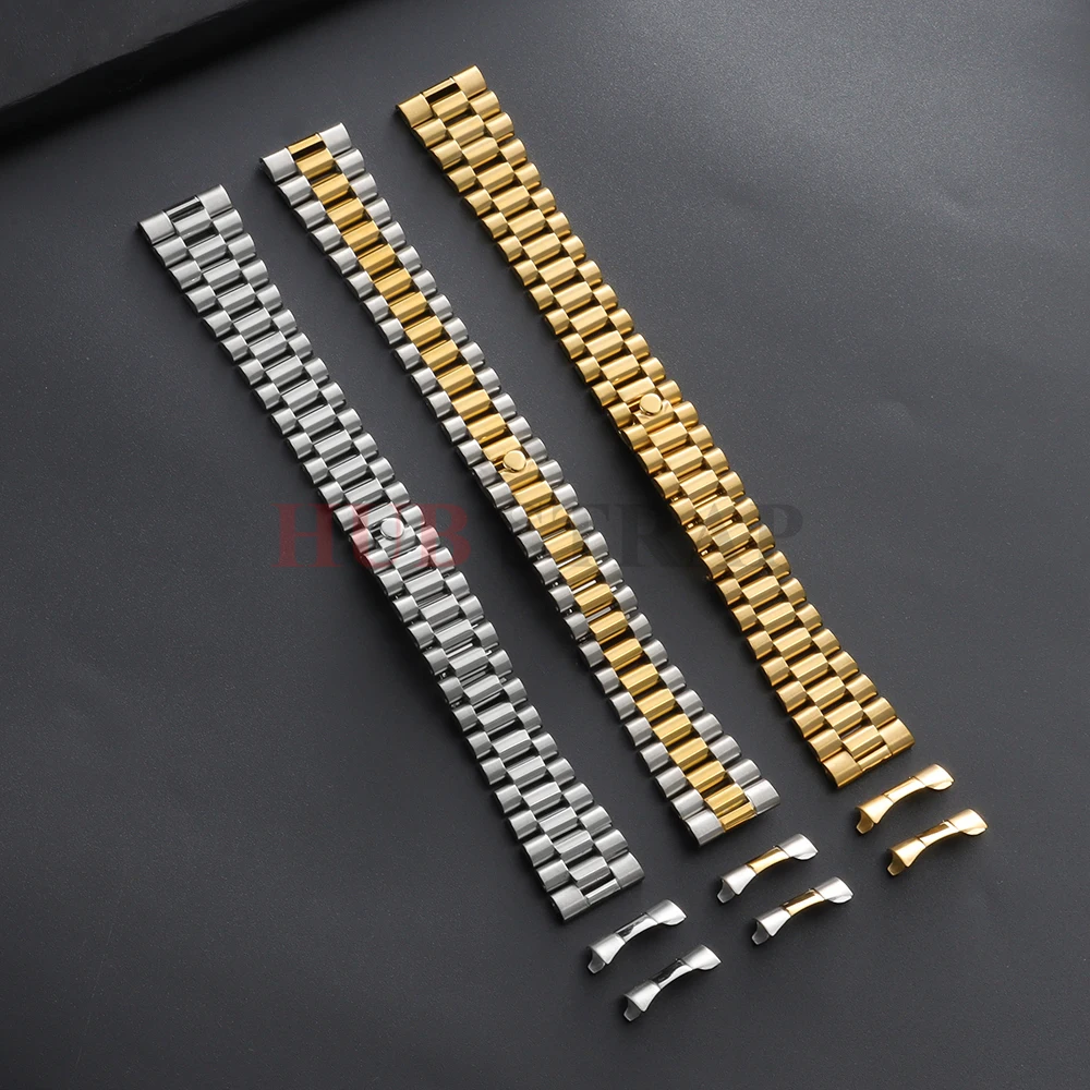 20/21/22mm Three Beads 304 Metal Curved End Watch Band men women for Rolex DATEJUST Jubilee Stainless Steel Bracelet Accessories