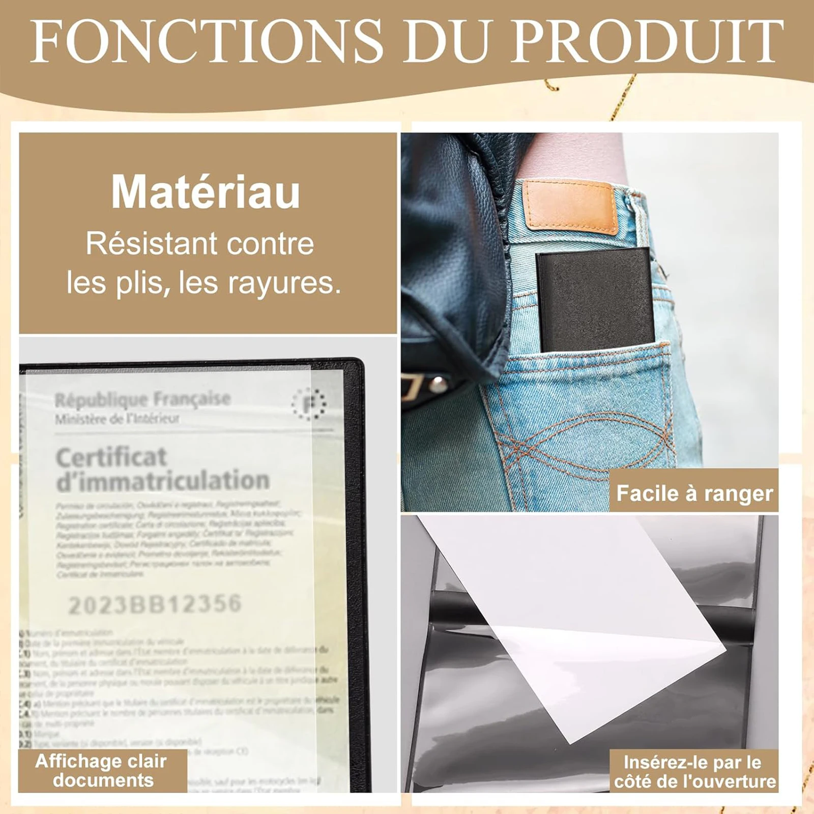 Transparent Plastic Document Sleeve Vehicle Registration And Insurance Card Holder for Car/Motorcycle Papers