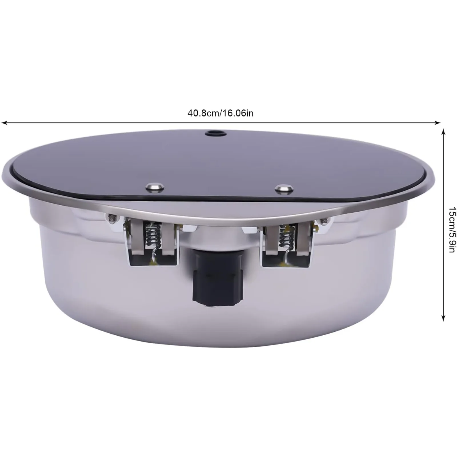 RV Kitchen Sink, Camper Boat Stainless Steel Hand Wash Basin W/ Folding Faucet, RV Bar Circle Drop-In Washbasin, 13.39 * 5.91"