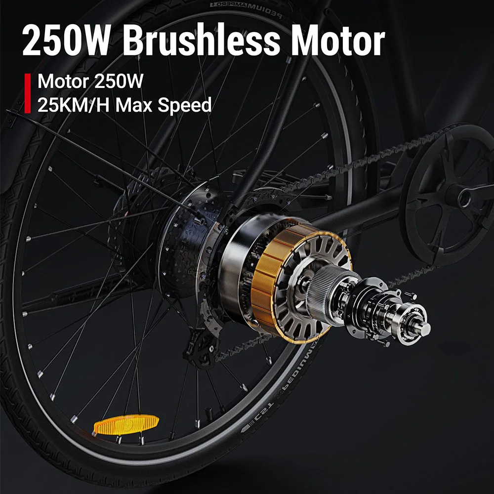 DYU Stroll 1 Electric Bike 250W Motor Electric Bicycle 36V 9Ah Battery 700*38C Tire E-bike 25km/h Max Speed 67KM Adult E-Bicycle