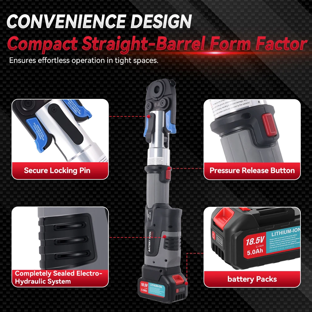 Podofo 18V Electric Pipe Hydraulic Crimping Tool Kit With TH16/20/25/26/32mm Crimping Dies Cordless Pipe Press Tool With Battery