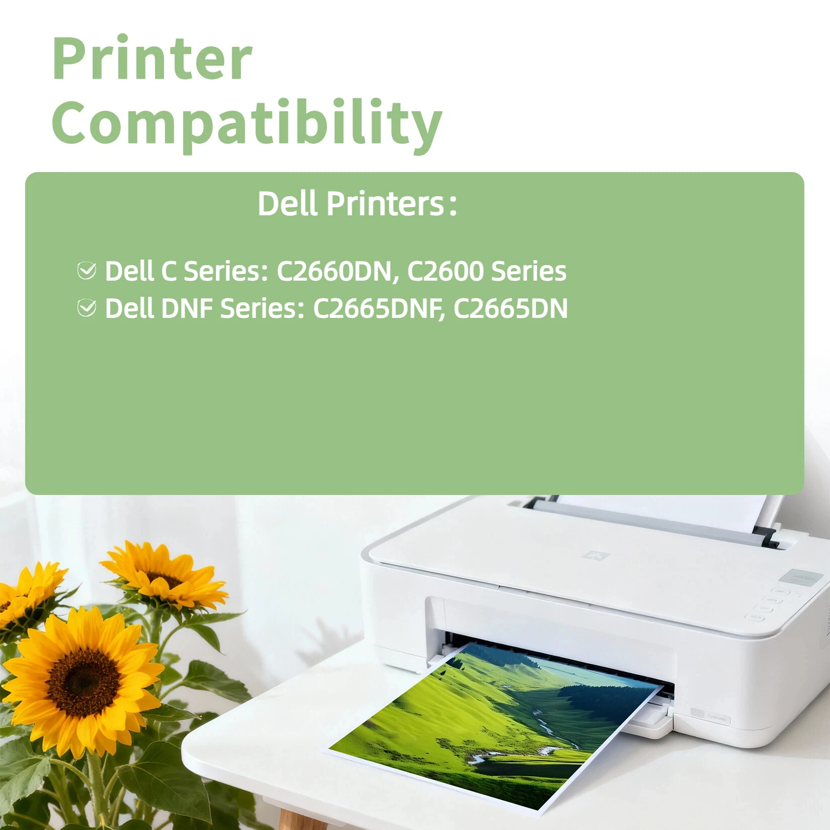 Yowell C2660 High Yield Toner Cartridges Compatible with Dell C2660DN C2600 Series C2665DNF C2665DN With Chip