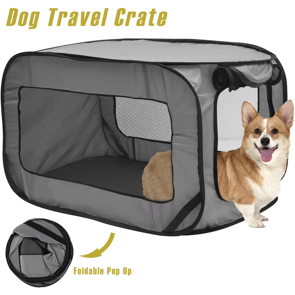 Portable Dog Crate Dog Travel Crate with Zipper Mesh Door Foldable Small Dog Seat Kennel for Indoor Outdoor Puppy Cat