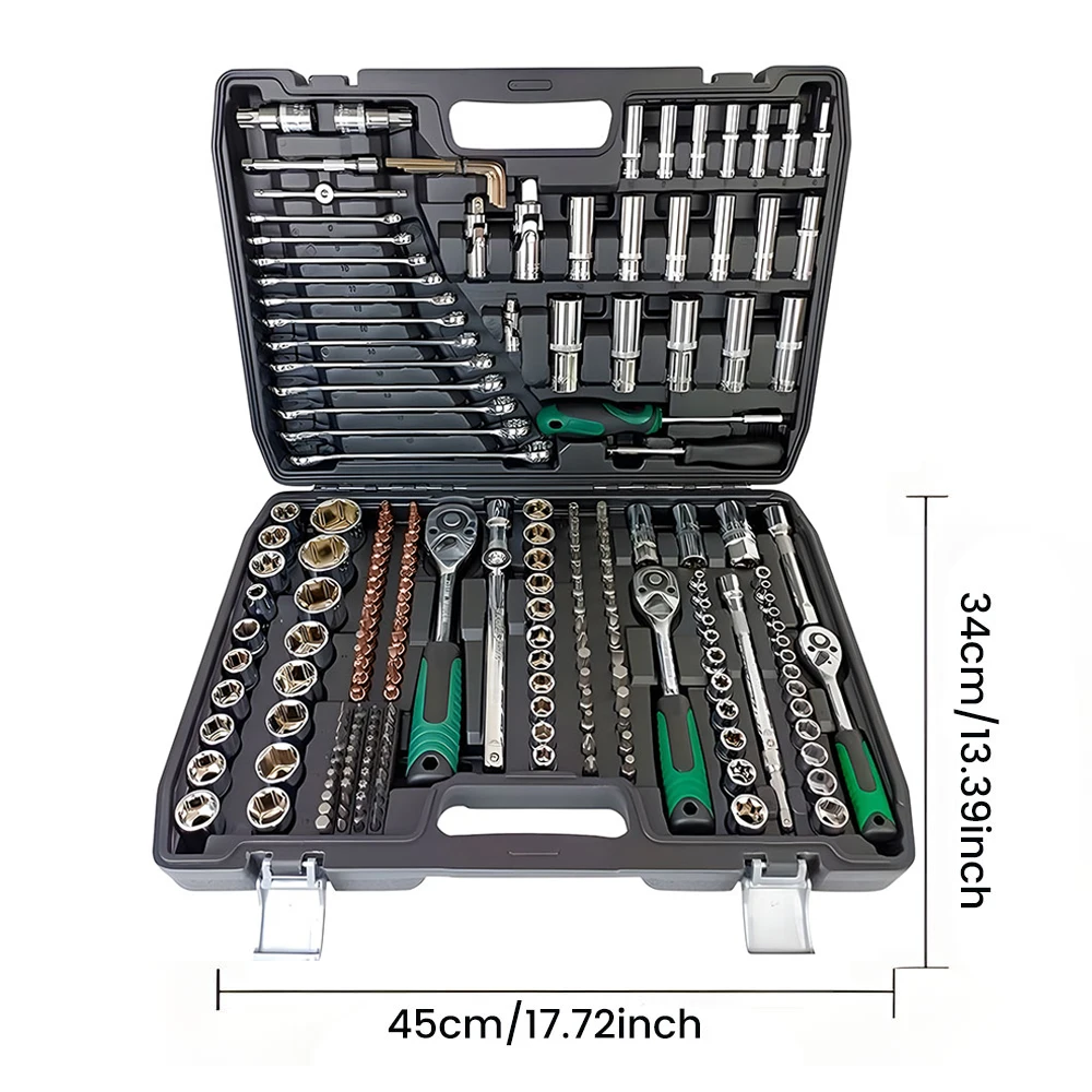 Podofo 216pcs 24-tooth Socket Wrench Sets Ratchet Wrench Tool 1/4" 3/8" 1/2" Mechanic Tool Set for Automotive Motorcycle Repair