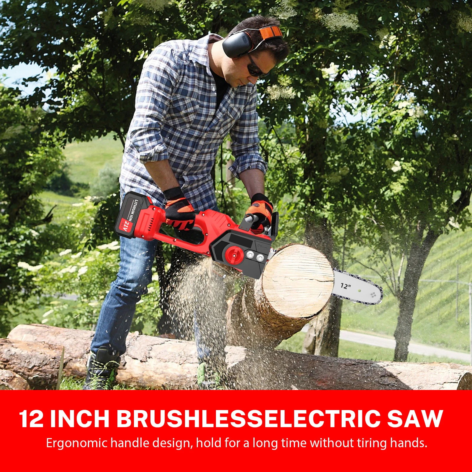 12 Inch Brushless Electric ChainSaw Cordless Battery Saw Portable Garden Woodworking Power Tool For Makita 18V Battery