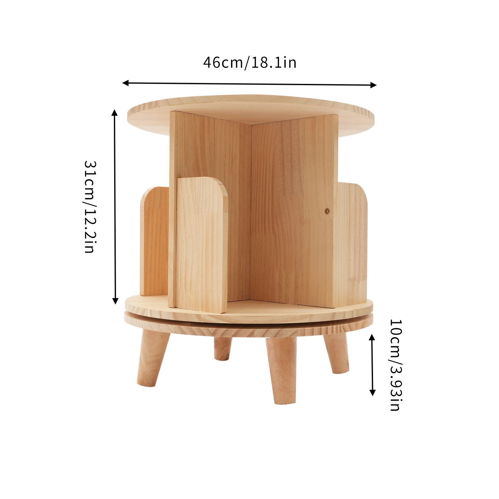 Rotating Bookshelf 360° Spinning Bookcase New Zealand Pine Wood Toddler Display Stand for Toy and Book Storage for Bedroom