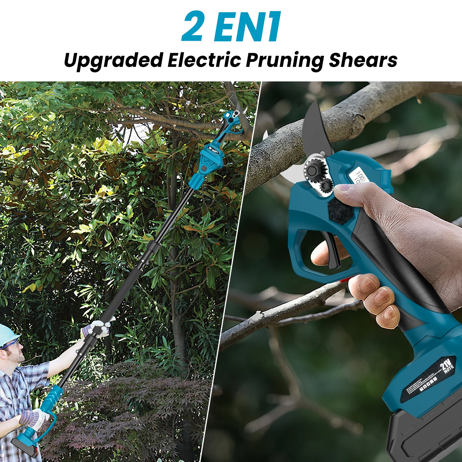 Cordless Brushless High Branch Scissors 40MM Electric Pruning Shears 2M Extension Pole Garden Trimmer For Makita 18V Battery