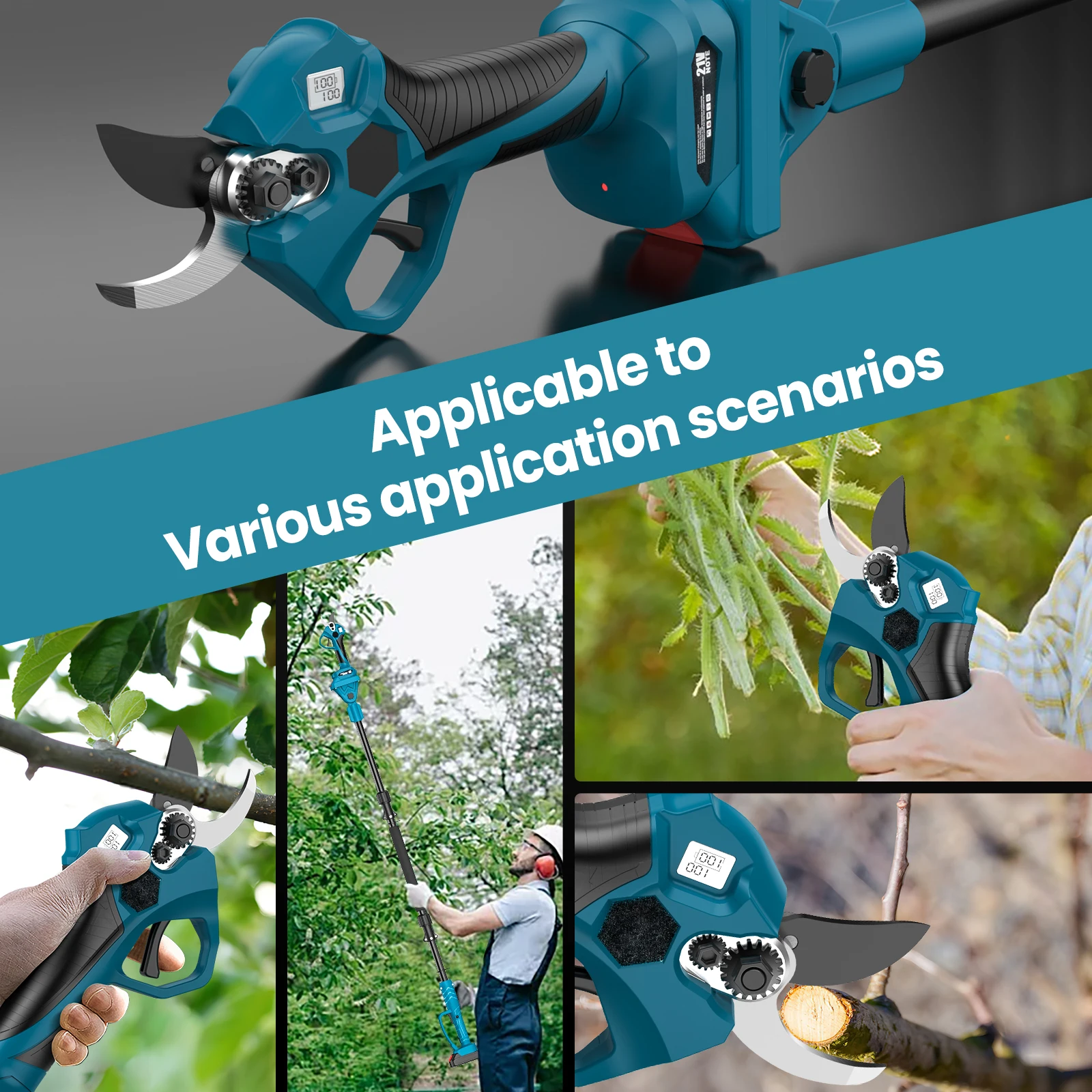 Cordless Brushless High Branch Scissors 40MM Electric Pruning Shears 2M Extension Pole Garden Trimmer For Makita 18V Battery